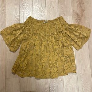 Ultra Pink Stretch Floral Lace Off-Shoulder Flutter Sleeve Top, sz 22/24